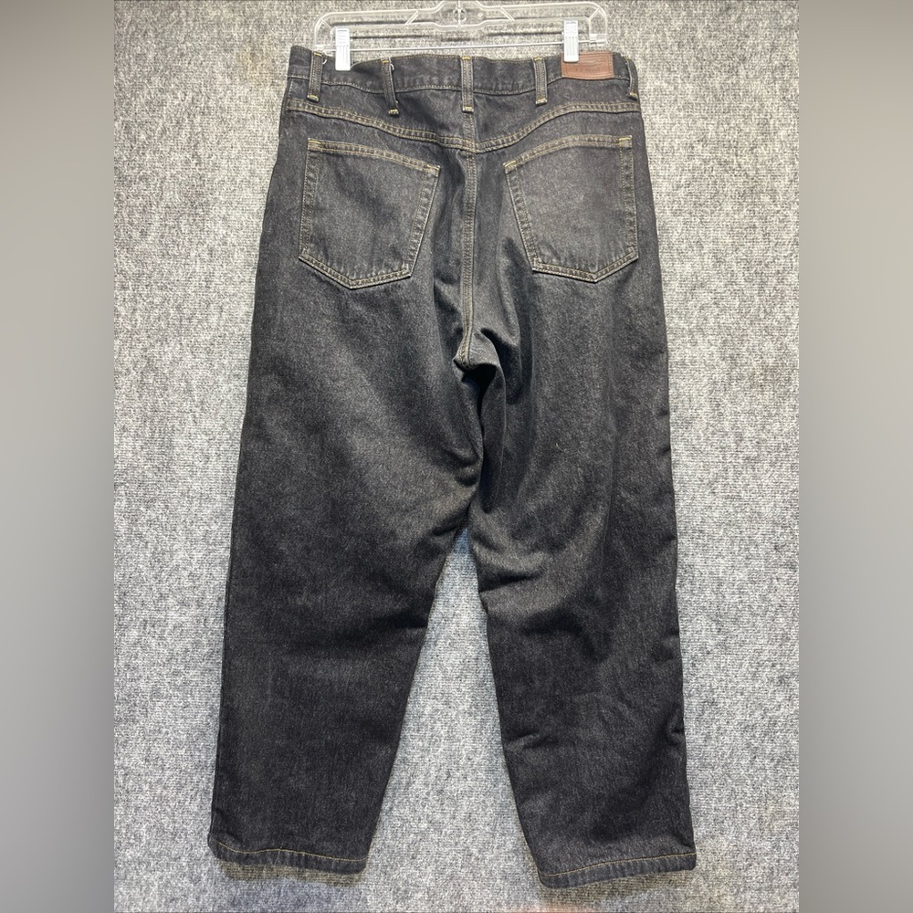 LL Bean Double L Natural Fit 35x27 Dark Denim Jeans Flannel Lined  OYT79